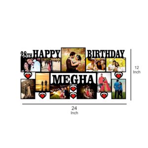 Happy Birthday Personalized Beautiful Wooden Photo Frame with Name | Best gifts for Birthday, Couple, Anniversary & Wedding Size 12×24 inch