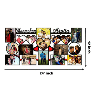 Beautiful anniversary personalized wooden photo frame with 17photos & couple name