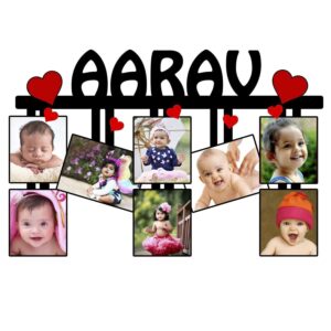 Personalized Gift Wall Collage Photo Frame Customized Gift with Name & Photos Wooden Multicolor 12 x 18 inches