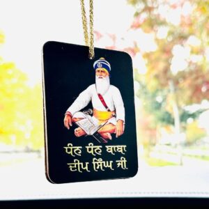 Baba Deep Singh Ji Photo White Bana Meditation Car Hanging