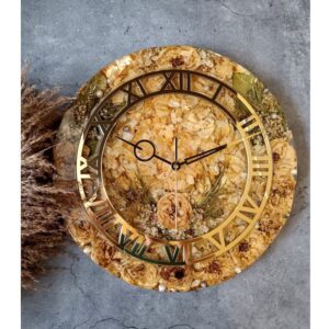 Resin Clock/ Resin Clock with Real White Roses & Petals/ White Rose Petal Wall Clock/ 10 in Clock, 12 in Clock, 18 in Clock