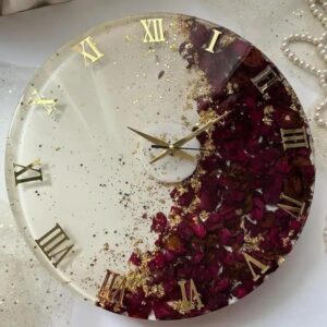 Resin clock For wall Original Dried Rose flowers Unique Room Decor, Wall Clock Floral Bedroom Wall Art , Perfect Gift for Special one