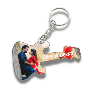 Gittar Shape Customized Printed Keychain with Photo, Best gift for Home, Bike Key Chain