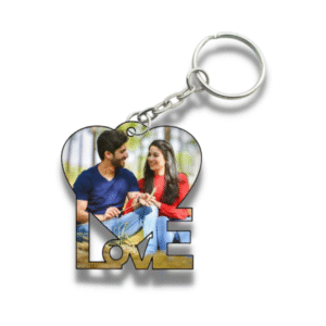 Love Shape Customized Printed Keychain with Photo, Best gift for Home, Bike Key Chain