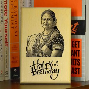 Personalized Happy Birthday Engraved Wooden Frame with Photo 4 BY 6 INCH
