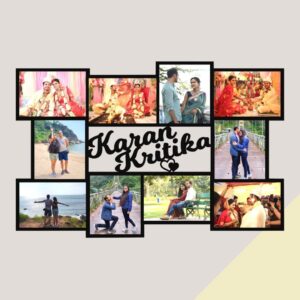 personalised wooden photo frame with 10photos and name