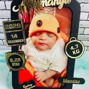 Gift For New Born Baby – Personalized Gold & Black Photo Frame